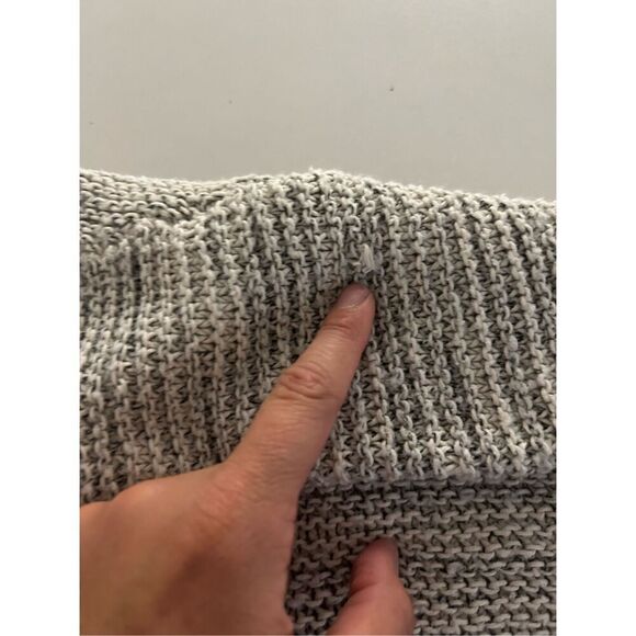 Moussy Gray White Knit Scoop Neck Dolman Long Sleeve Pullover Sweater One Size - Picture 11 of 11